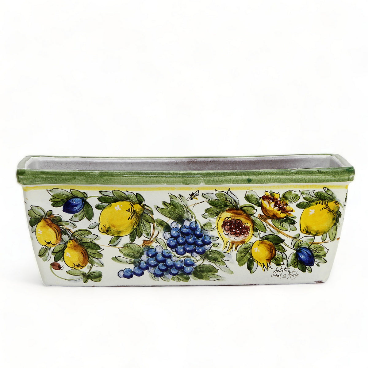 TOSCANA: Rectangular Tuscan Jardiniere - Strong Terracotta indoor/outdoor - Majolica Limoni Design