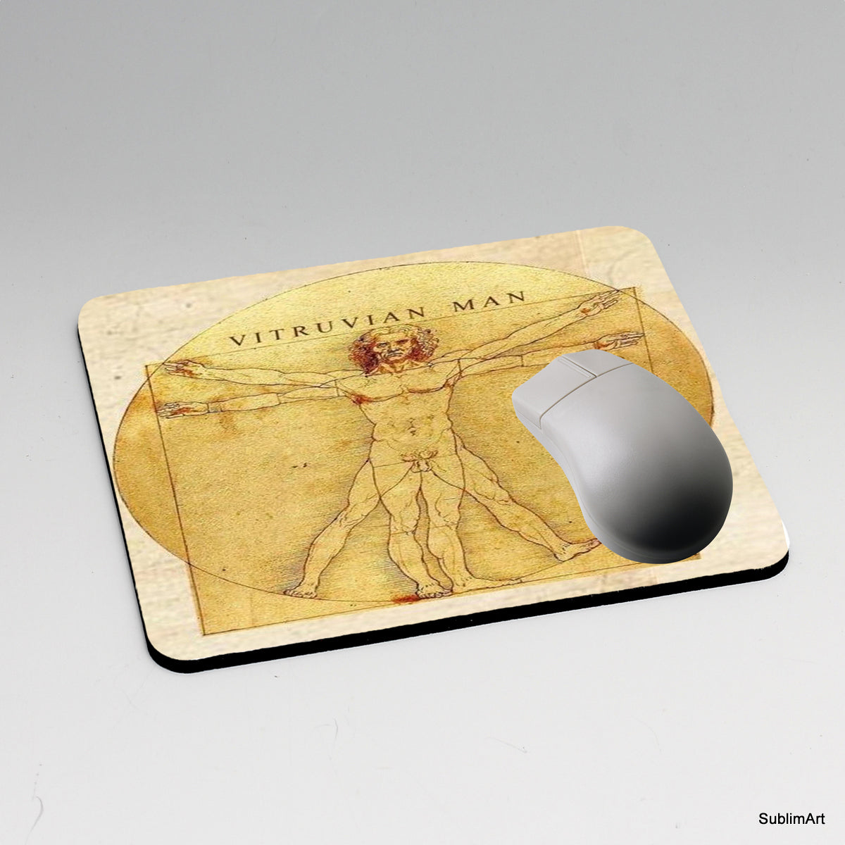 SUBLIMART: Mouse Pad Vitruvian Man Drawing by Leonardo da Vinci