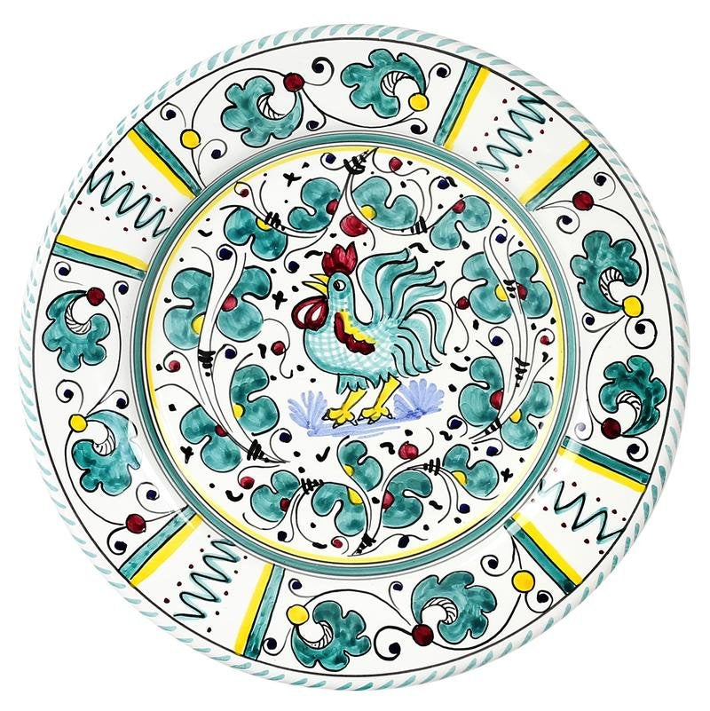 ORVIETO GREEN ROOSTER: 5 Pieces Place Setting - artisticaitalian.com