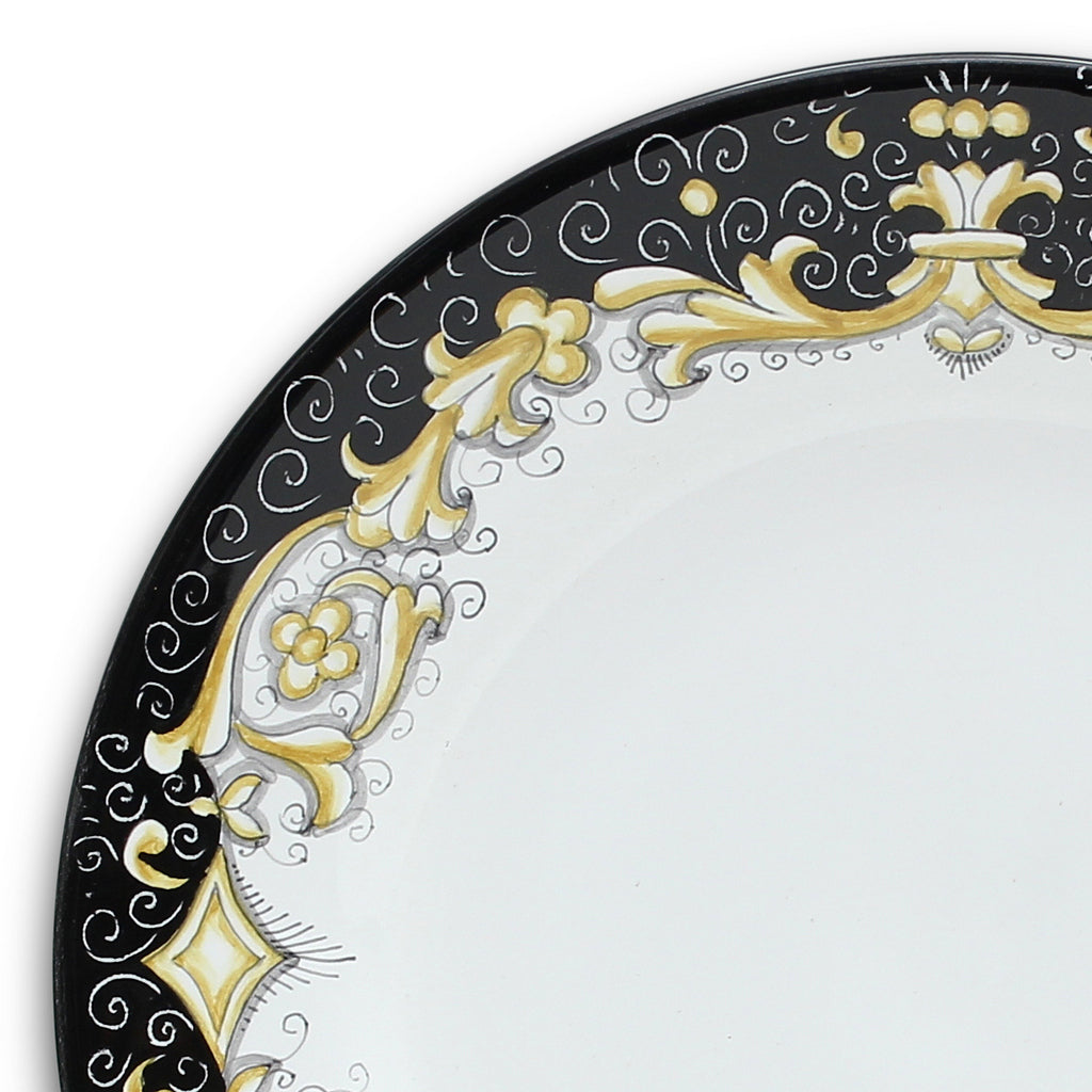 DERUTA COLORI: Dinner Plate - BLACK/GOLD - artisticaitalian.com