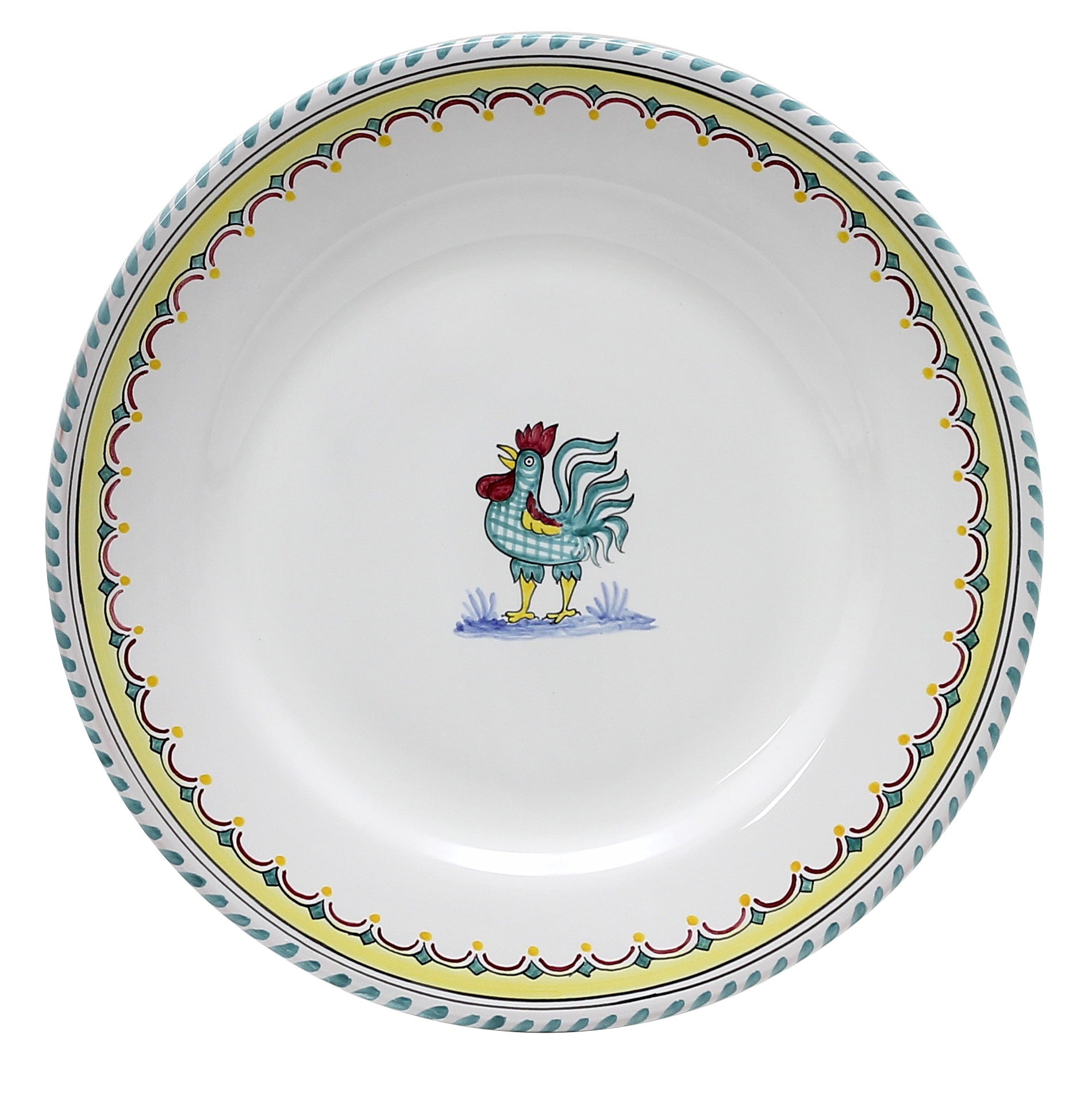 ORVIETO GREEN ROOSTER: 3 Pieces Place Setting - artisticaitalian.com