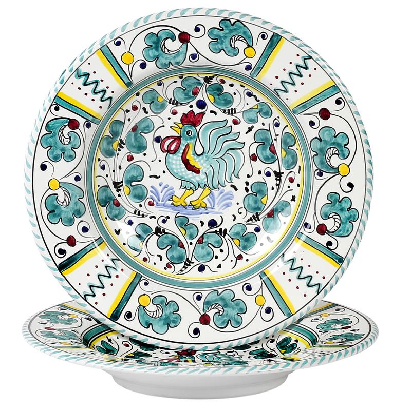 ORVIETO GREEN ROOSTER: 5 Pieces Place Setting - artisticaitalian.com