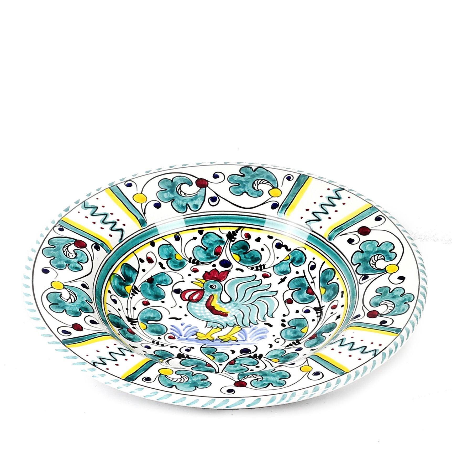 ORVIETO GREEN ROOSTER: Pasta Soup bowl (10 D) - artisticaitalian.com