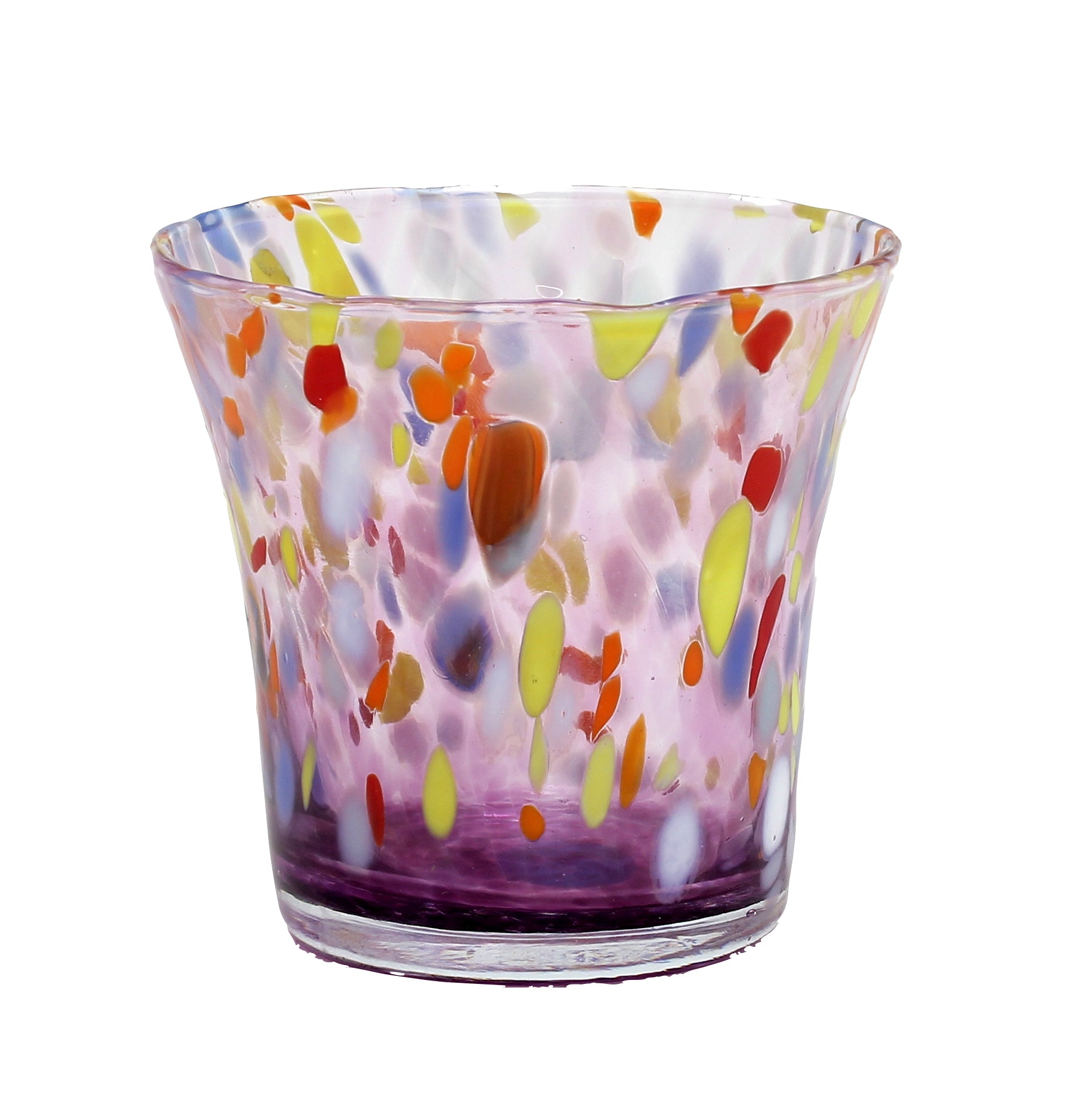 MURANO MURRINA STYLE: Drinkware Flared Tumbler fully hand made (Purple Mix) - artisticaitalian.com