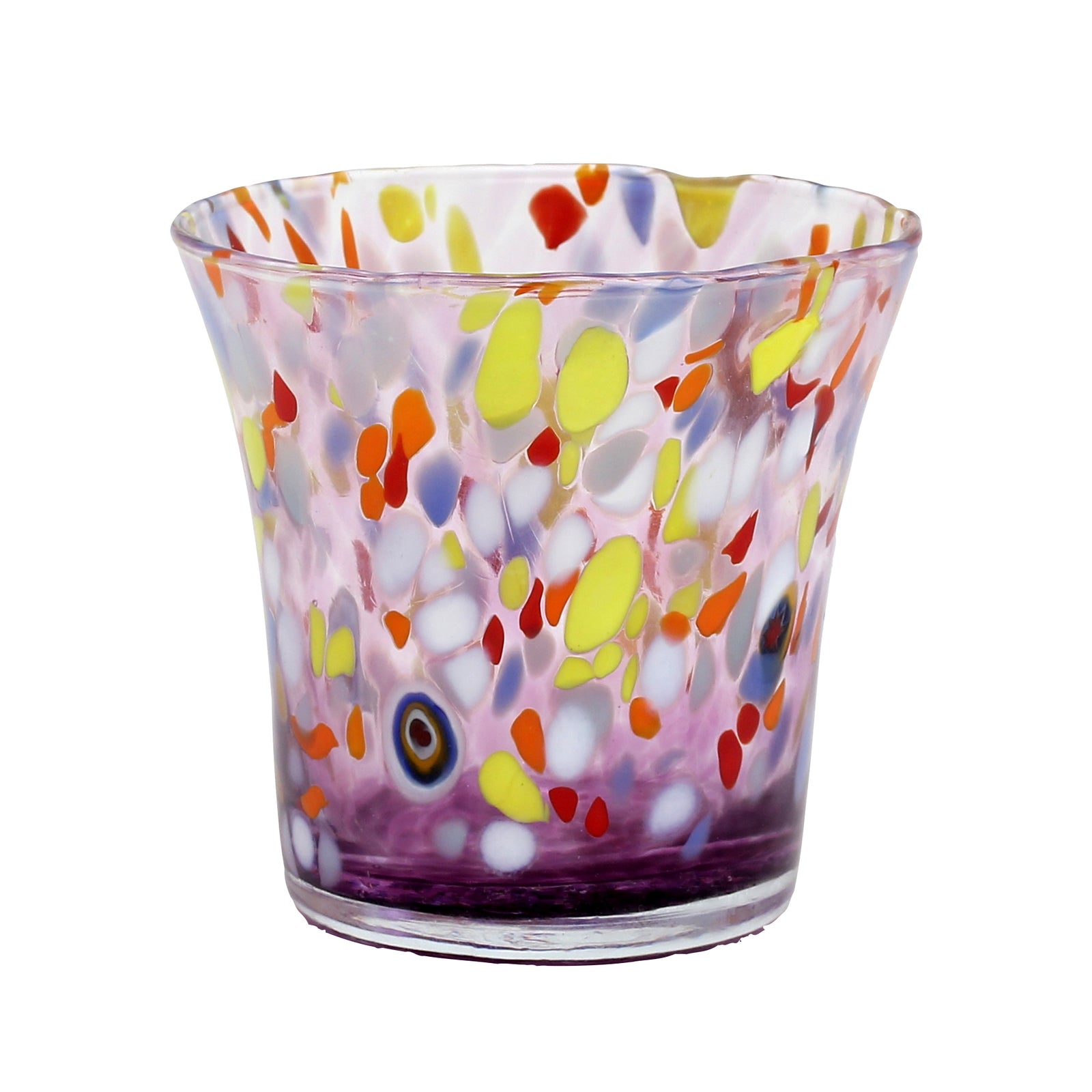 MURANO MURRINA STYLE: Drinkware Flared Tumbler fully hand made (Purple Mix) - artisticaitalian.com