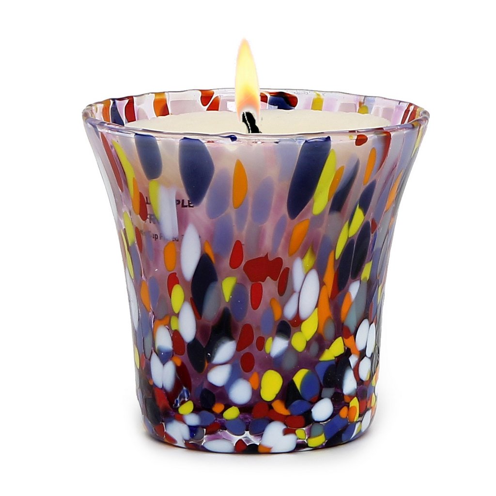 ITALIAN GLASS: Murano Style Flared Candle (Purple Mix) - artisticaitalian.com