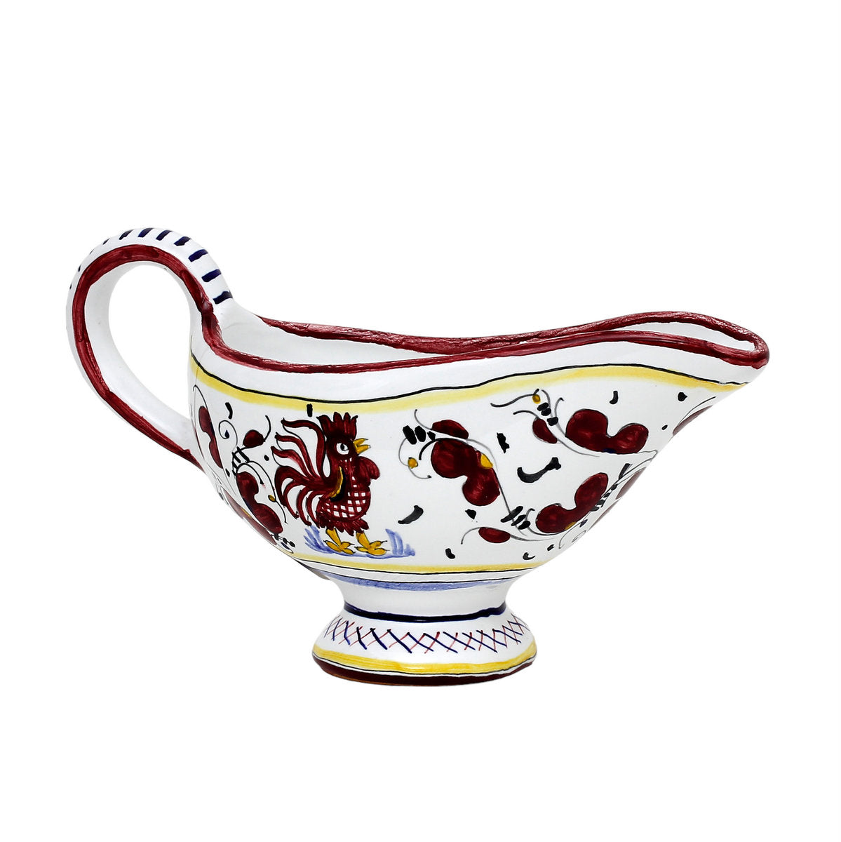 ORVIETO RED ROOSTER: Gravy Sauce Boat [R] - artisticaitalian.com