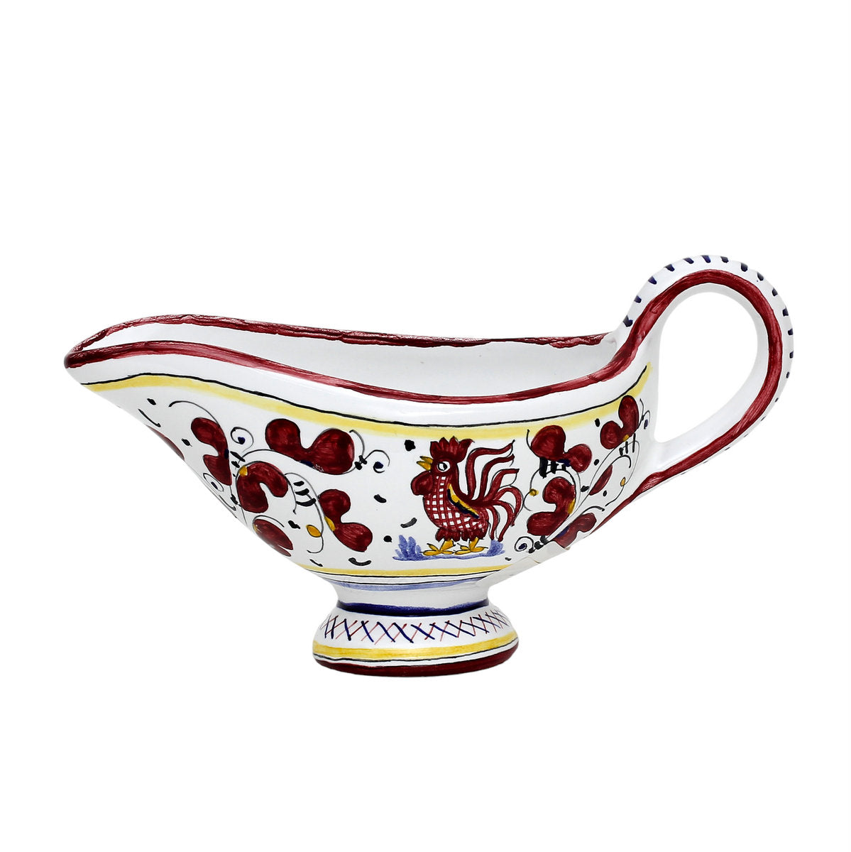 ORVIETO RED ROOSTER: Gravy Sauce Boat [R] - artisticaitalian.com