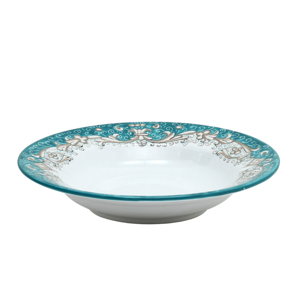 DERUTA COLORI: Pasta/Soup Rim Plate - AQUA/TEAL - artisticaitalian.com