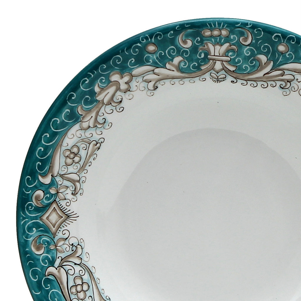 DERUTA COLORI: Pasta/Soup Rim Plate - AQUA/TEAL - artisticaitalian.com