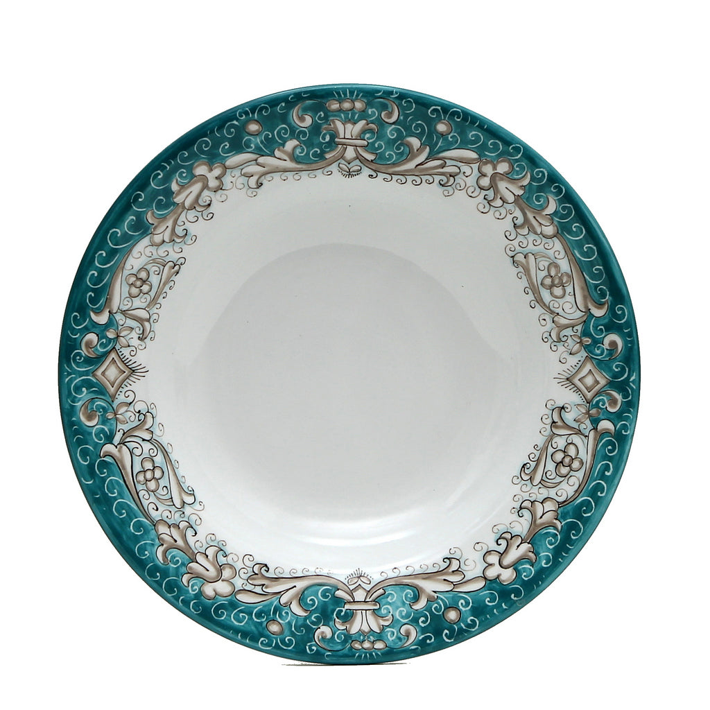 DERUTA COLORI: Pasta/Soup Rim Plate - AQUA/TEAL - artisticaitalian.com