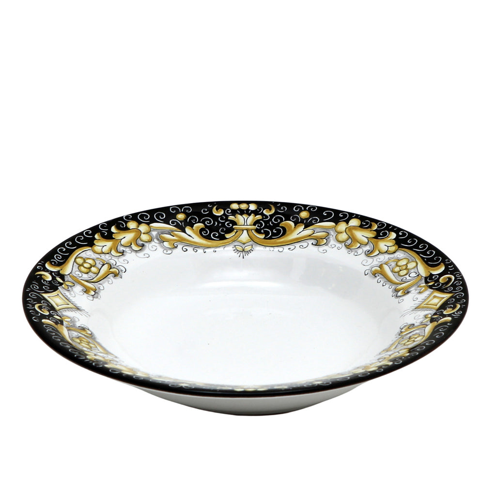 DERUTA COLORI: Pasta/Soup Rim Plate - BLACK/GOLD - artisticaitalian.com