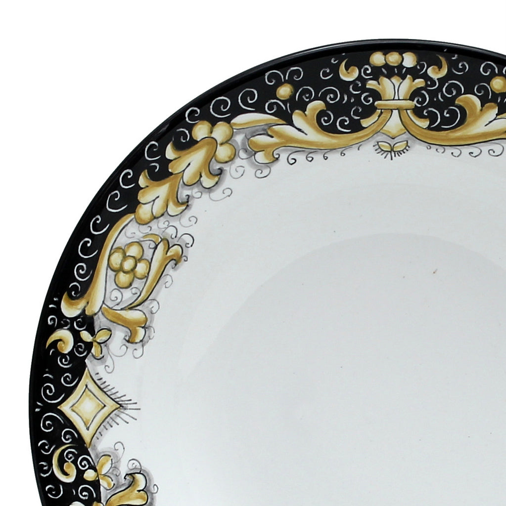 DERUTA COLORI: Pasta/Soup Rim Plate - BLACK/GOLD - artisticaitalian.com