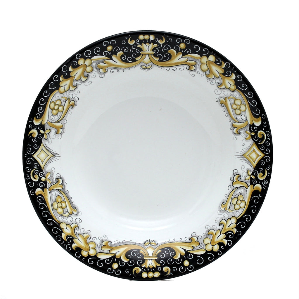 DERUTA COLORI: Pasta/Soup Rim Plate - BLACK/GOLD - artisticaitalian.com