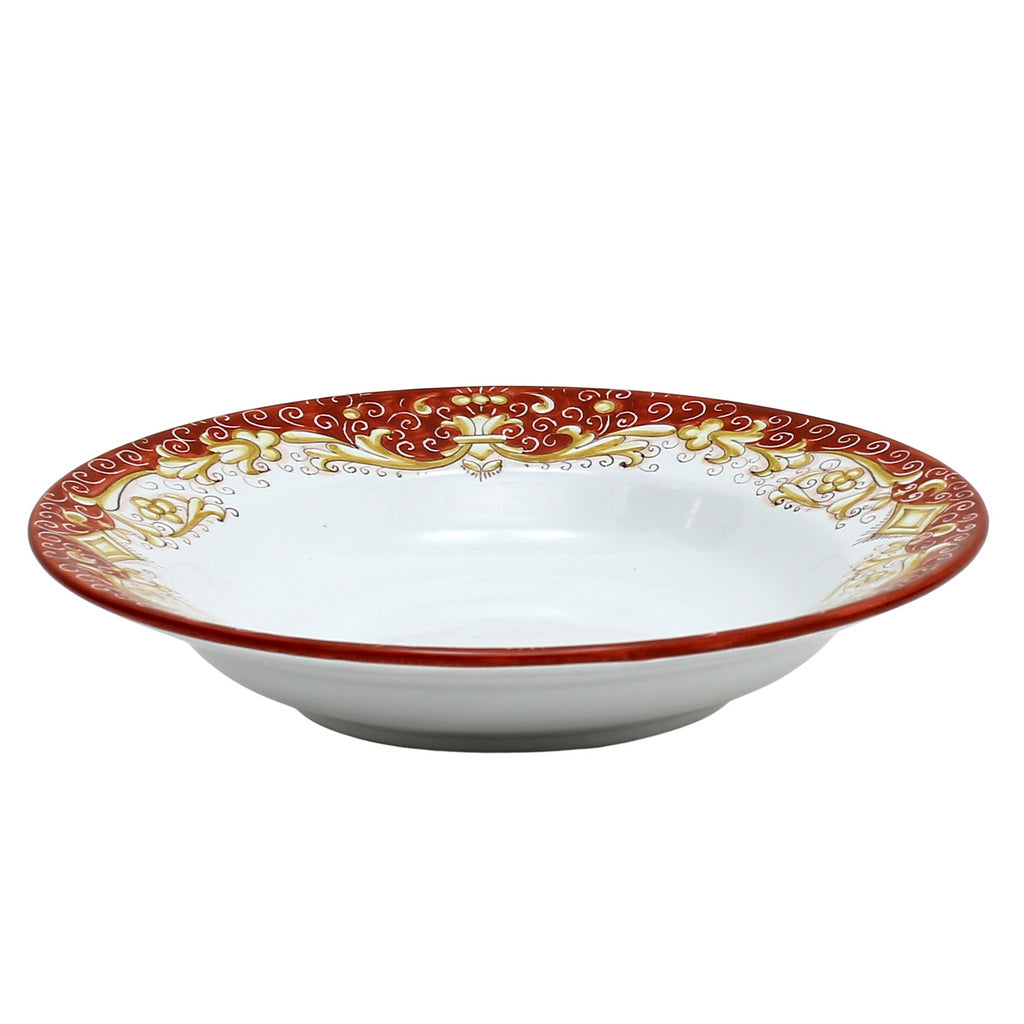 DERUTA COLORI: Pasta/Soup Rim Plate - CORAL RED - artisticaitalian.com