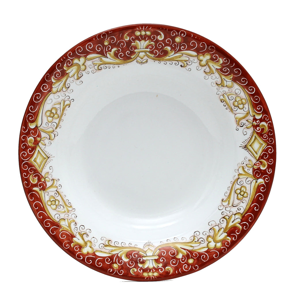 DERUTA COLORI: Pasta/Soup Rim Plate - CORAL RED - artisticaitalian.com