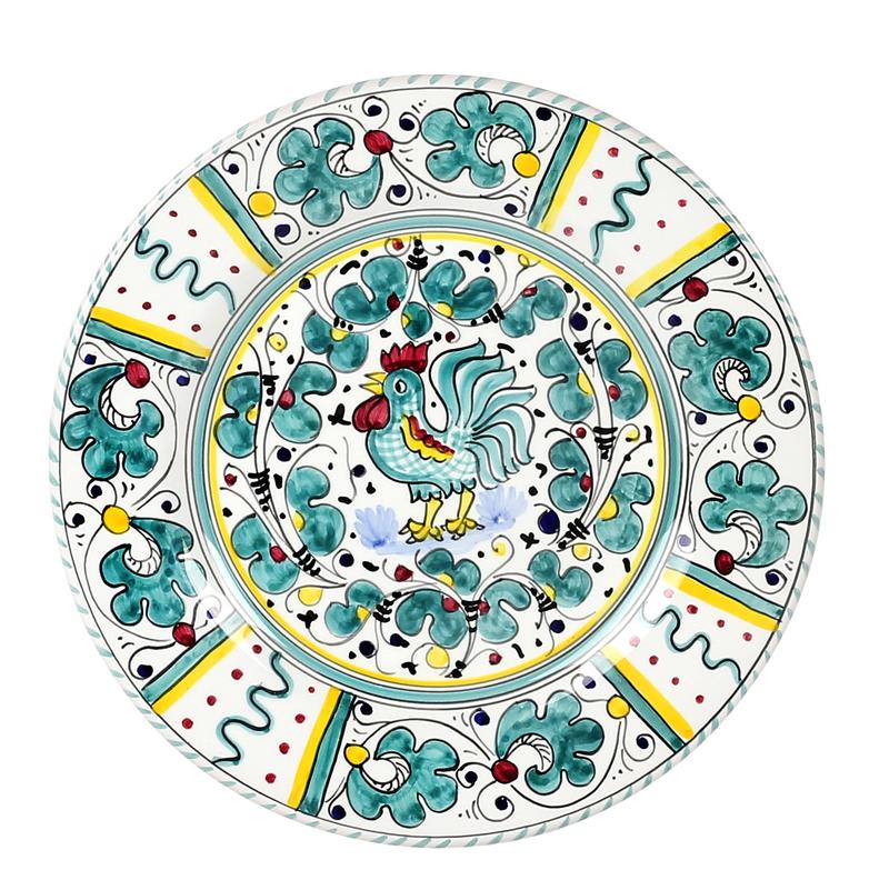 ORVIETO GREEN ROOSTER: 5 Pieces Place Setting - artisticaitalian.com