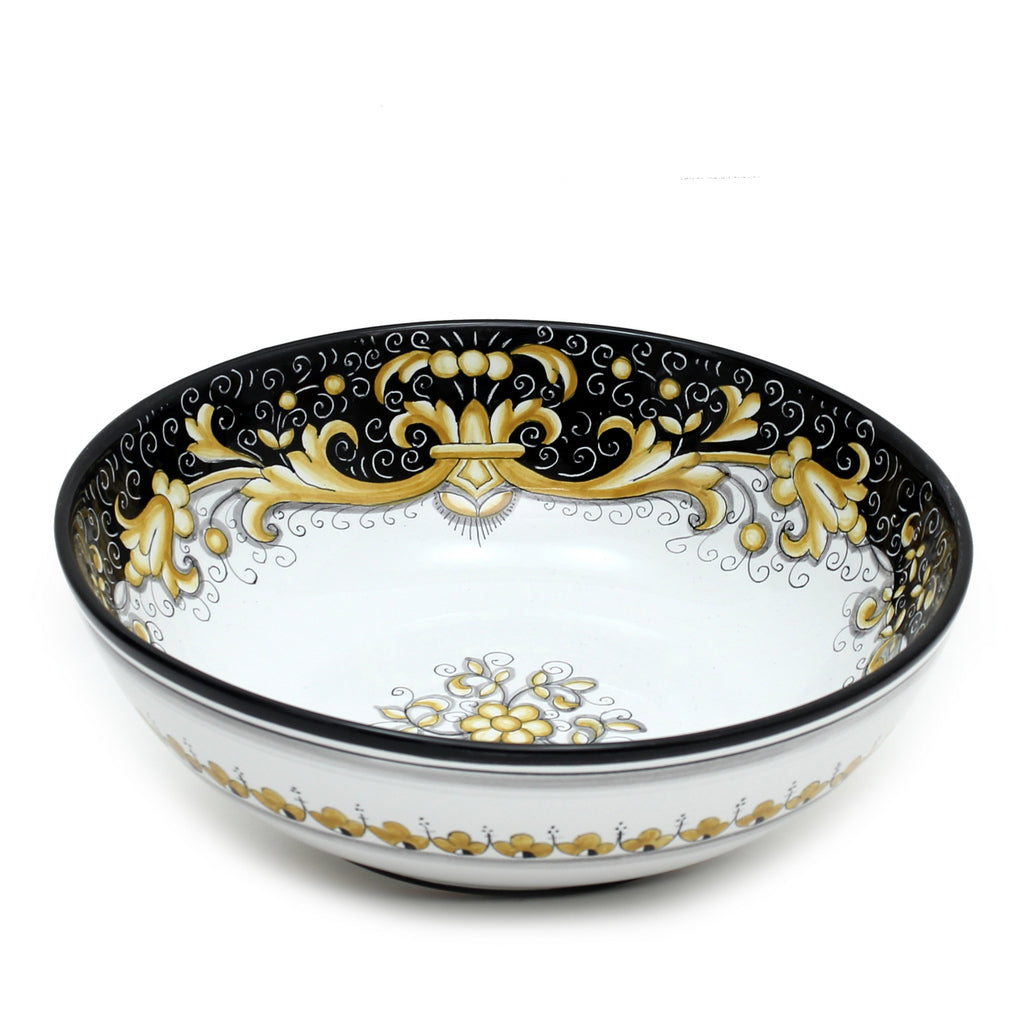 DERUTA COLORI: Serving Pasta/Salad Bowl - BLACK/GOLD - artisticaitalian.com