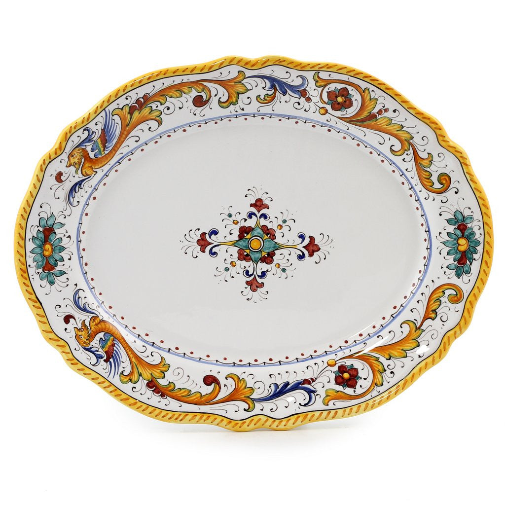 RAFFAELLESCO CLASSICO: Large Oval platter fluted rims - artisticaitalian.com