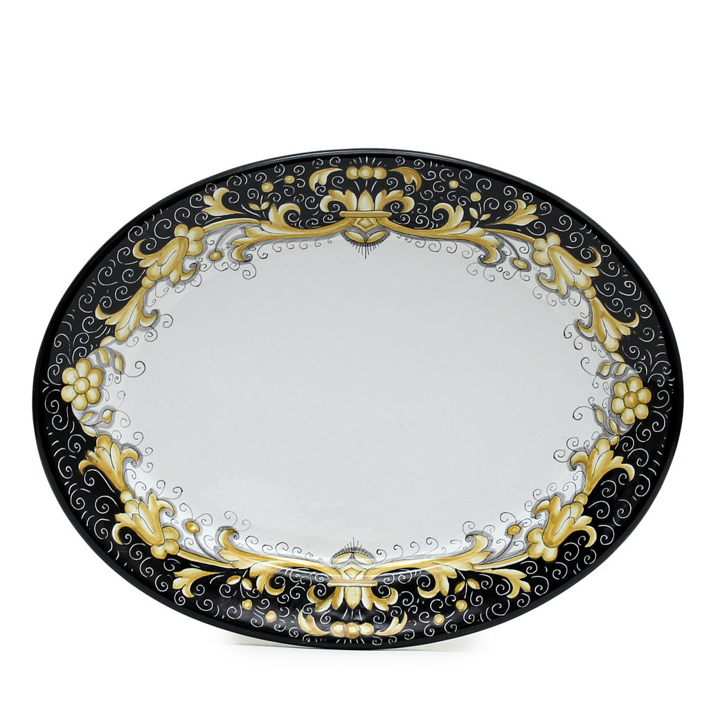 DERUTA COLORI: Oval Platter - BLACK/GOLD - artisticaitalian.com