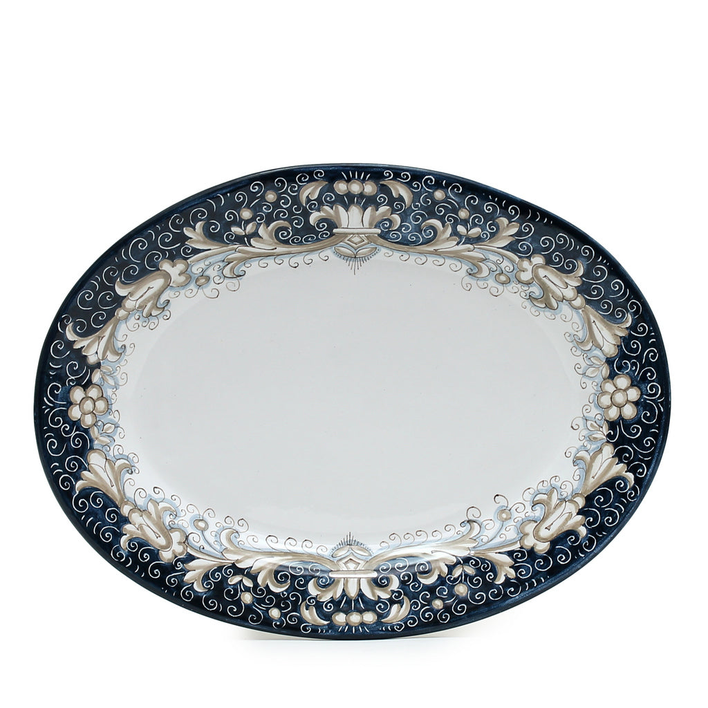 DERUTA COLORI: Oval Platter - BLUE ANTICO - artisticaitalian.com