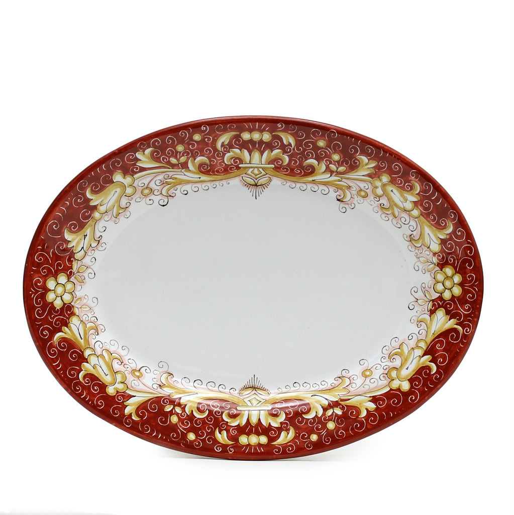 DERUTA COLORI: Oval Platter - CORAL RED - artisticaitalian.com