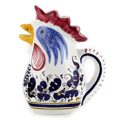 ORVIETO BLUE ROOSTER: Rooster of Fortune Pitcher (1 Liter 34 Oz 1 Qt) - artisticaitalian.com