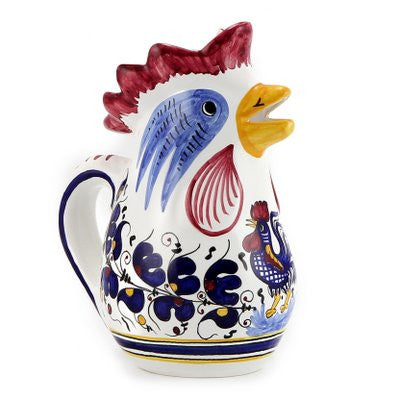 ORVIETO BLUE ROOSTER: Rooster of Fortune Pitcher (1 Liter 34 Oz 1 Qt) - artisticaitalian.com