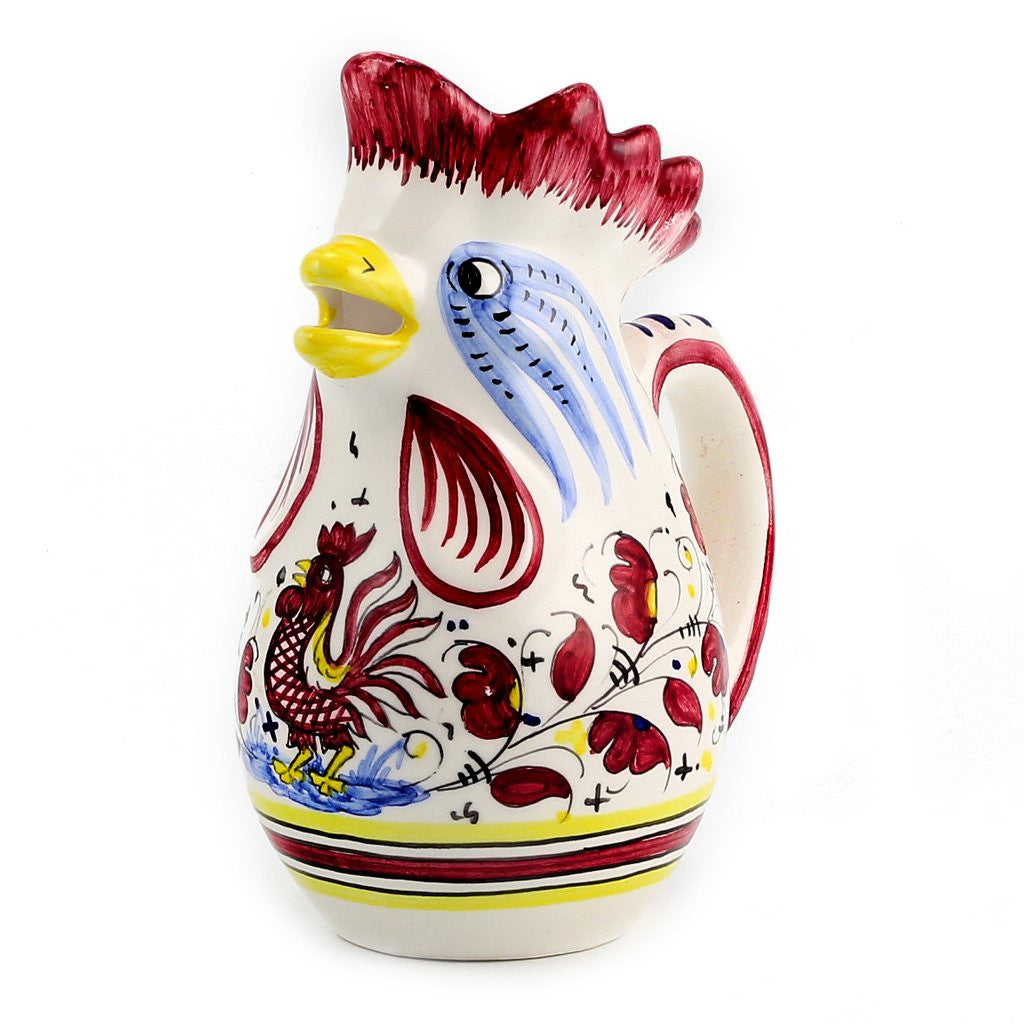 ORVIETO RED ROOSTER: Rooster of Fortune Pitcher (1 Liter 34 Oz 1 Qt) - artisticaitalian.com