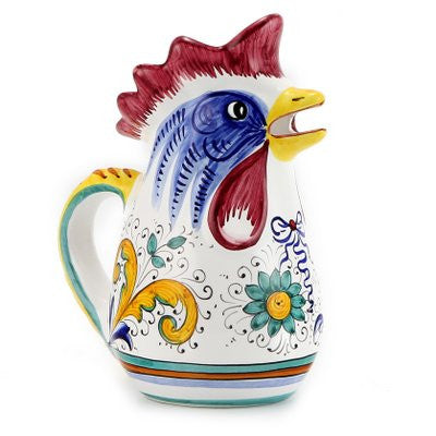 RAFFAELLESCO: Rooster of Fortune pitcher (1 Liter 34 Oz 1 Qt) - artisticaitalian.com