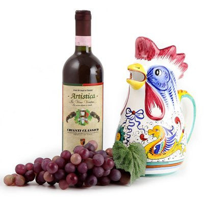 RAFFAELLESCO: Rooster of Fortune pitcher (1 Liter 34 Oz 1 Qt) - artisticaitalian.com