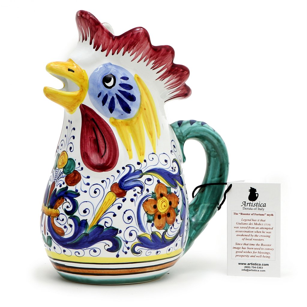 RICCO DERUTA: Rooster of Fortune multi use pitcher - artisticaitalian.com