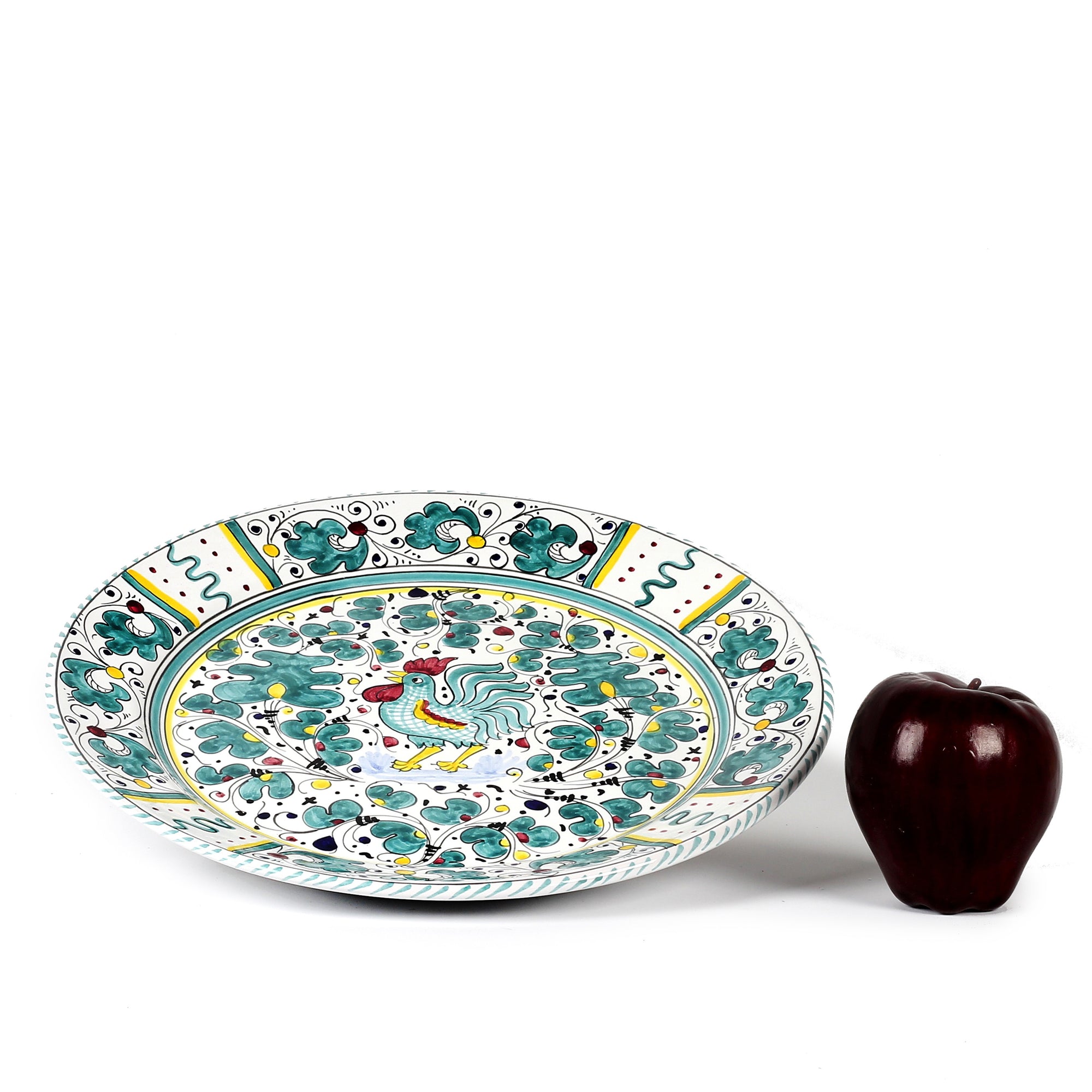 ORVIETO GREEN ROOSTER: Charger Buffet Platter [R] - artisticaitalian.com