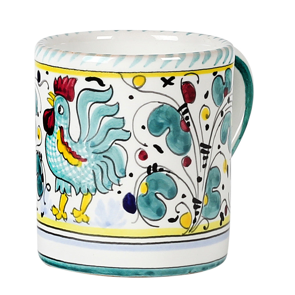 ORVIETO GREEN ROOSTER: Mug (10 OZ) - artisticaitalian.com