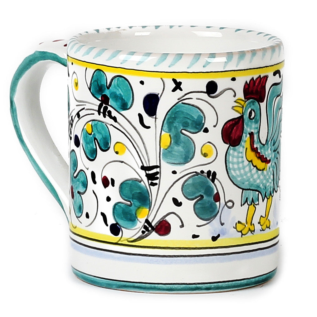 ORVIETO GREEN ROOSTER: Mug (10 OZ) - artisticaitalian.com