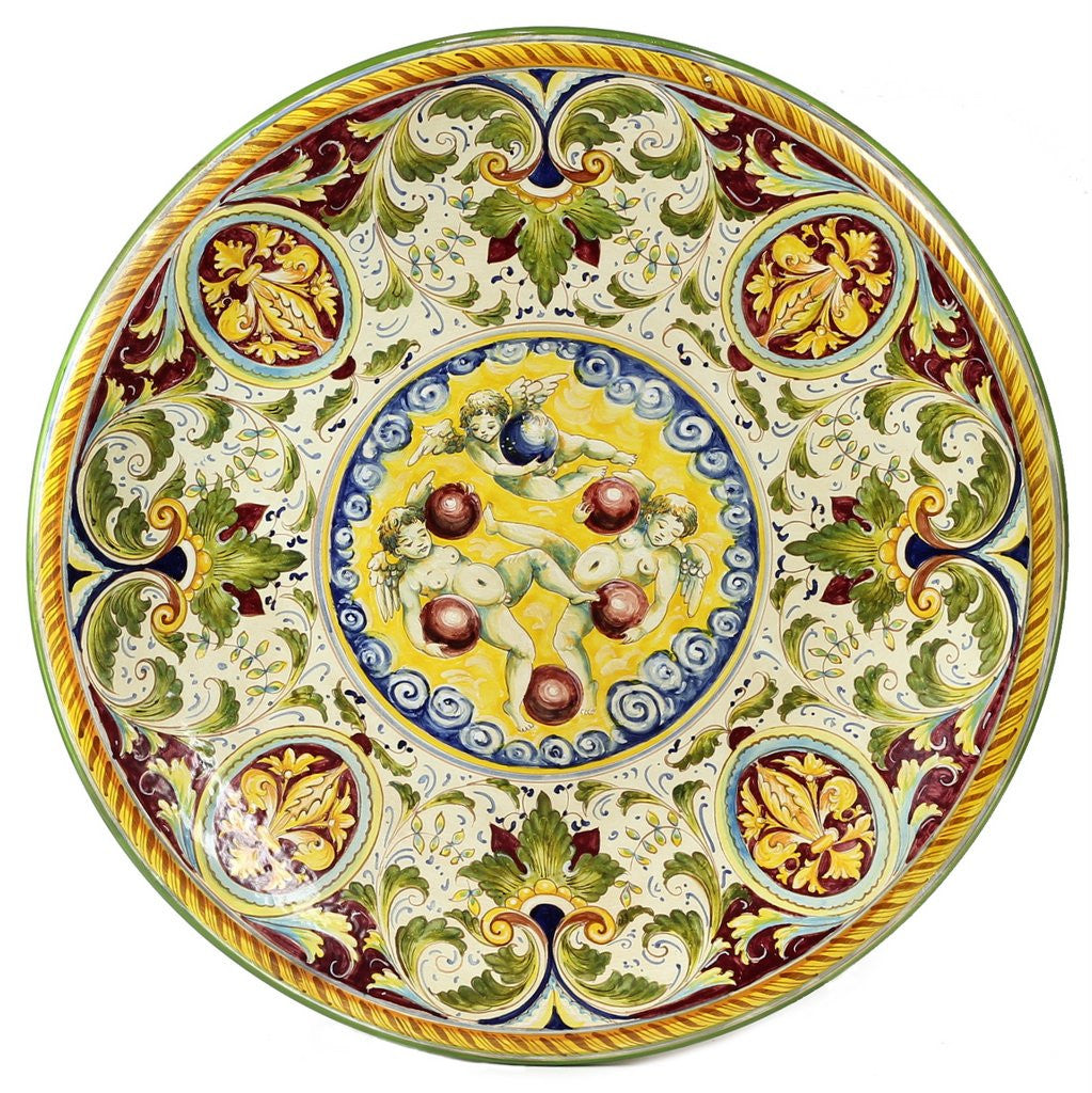 MAJOLICA MEDICI: Wall Plate with DeMedici Five Balls (28D) - artisticaitalian.com