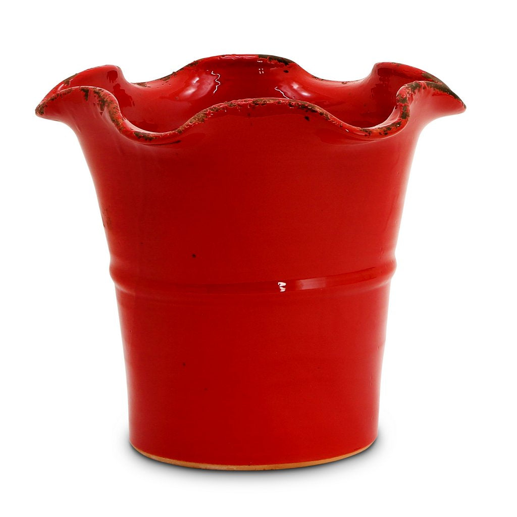 SCAVO Giardini Garden: Large Planter Vase with fluted rim RED - artisticaitalian.com