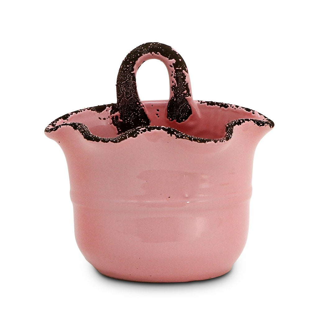 SCAVO GIARDINI-GARDEN: Wall Planter Vase with fluted rim  PALE ROSE&#39; PINK - artisticaitalian.com