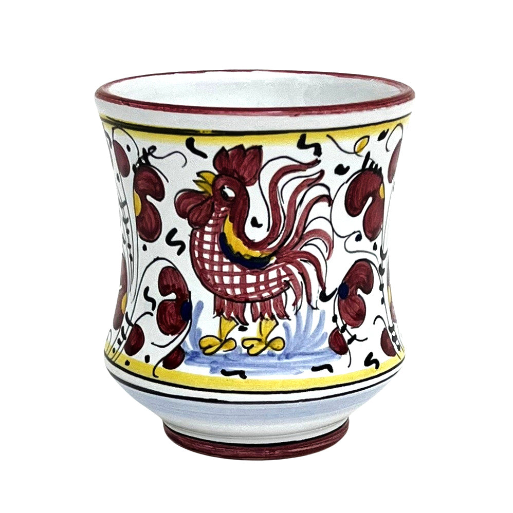 ORVIETO RED ROOSTER: Concave Deluxe Mug (12 Oz.) [SOLID RIM] [R] - artisticaitalian.com