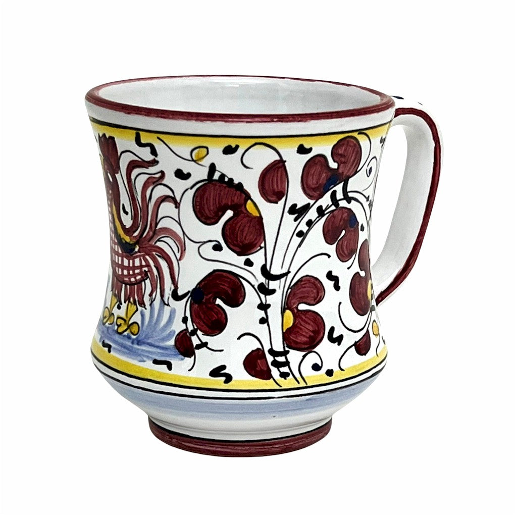 ORVIETO RED ROOSTER: Concave Deluxe Mug (12 Oz.) [SOLID RIM] [R] - artisticaitalian.com