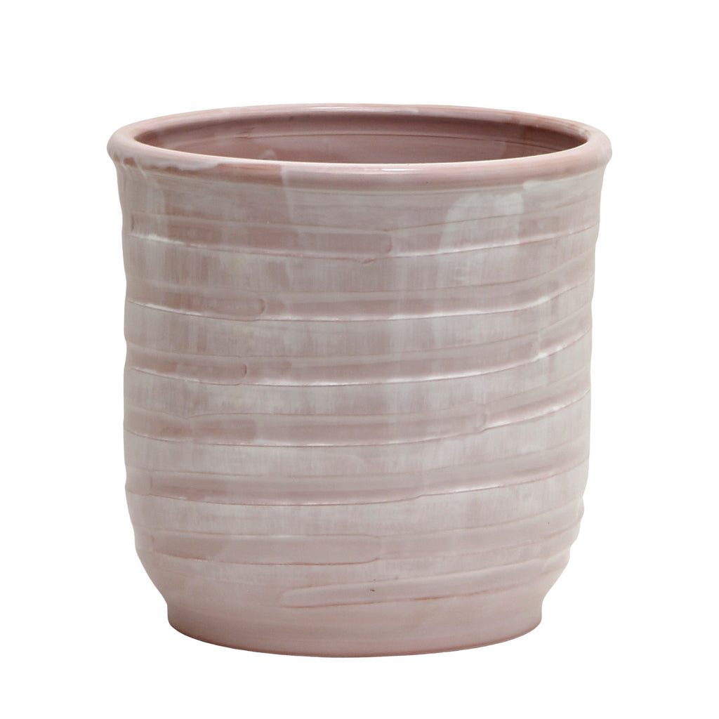 SCAVO Giardini Garden: Modern-Rustic &#39;Rigato&#39; Cachepot/Planter Translucent ROSE&#39; - artisticaitalian.com