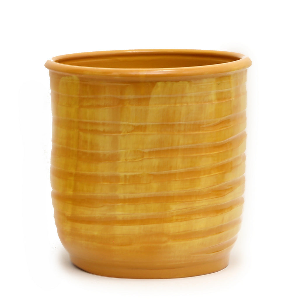 SCAVO Giardini Garden: Modern-Rustic &#39;Rigato&#39; Cachepot/Planter Translucent TUSCAN YELLOW - artisticaitalian.com