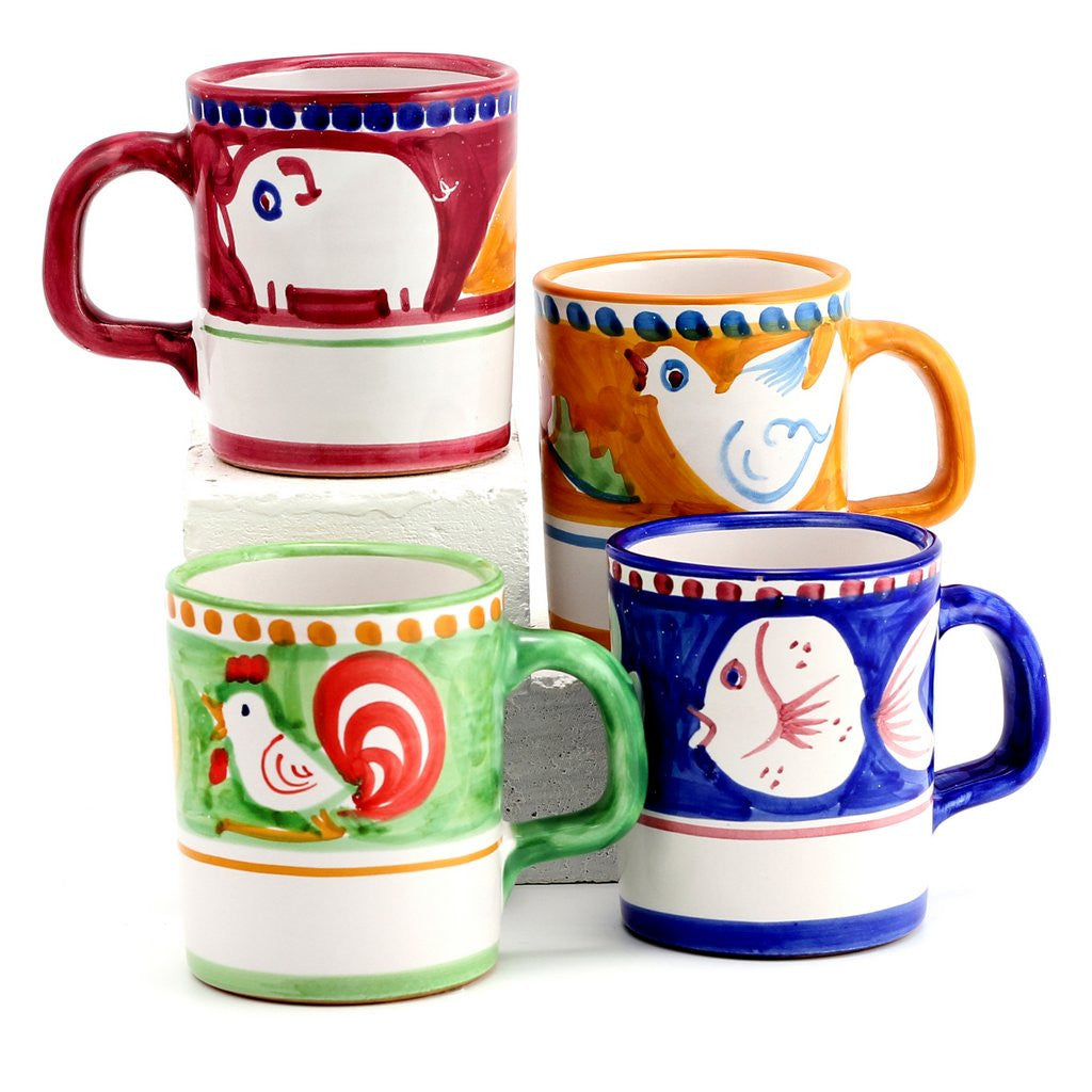 VIETRI: CAMPAGNA 4 Mugs Set as shown (1010/POR.GNA.PES.UCC) - artisticaitalian.com