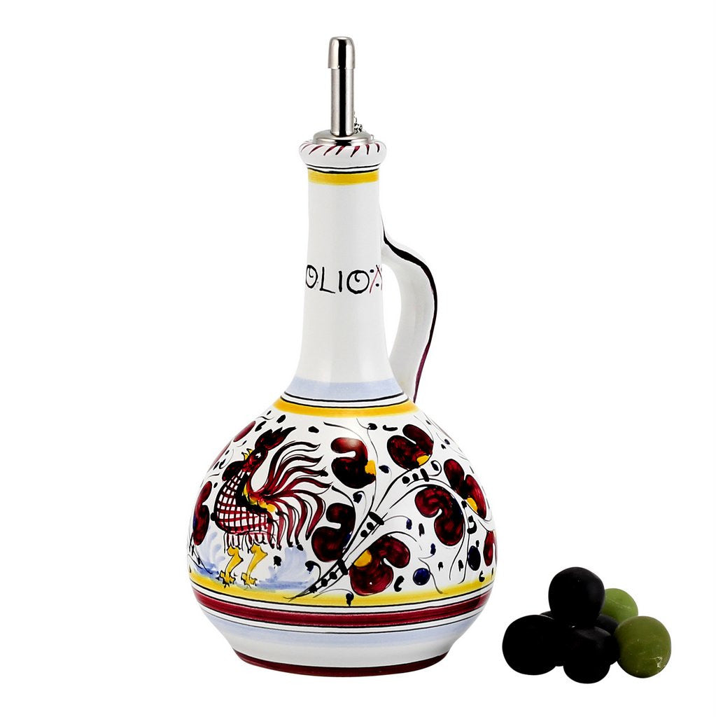 ORVIETO RED ROOSTER: Olive Oil Bottle Dispenser Deluxe - artisticaitalian.com