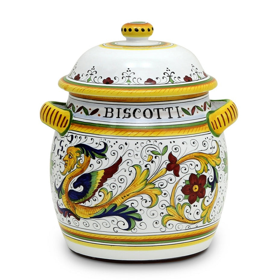 RAFFAELLESCO: Traditional Deruta Biscotti Jar - artisticaitalian.com