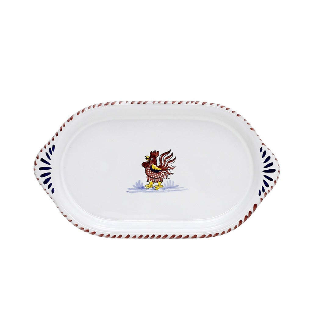 ORVIETO RED ROOSTER: Oval/Oblong Small Tray - artisticaitalian.com