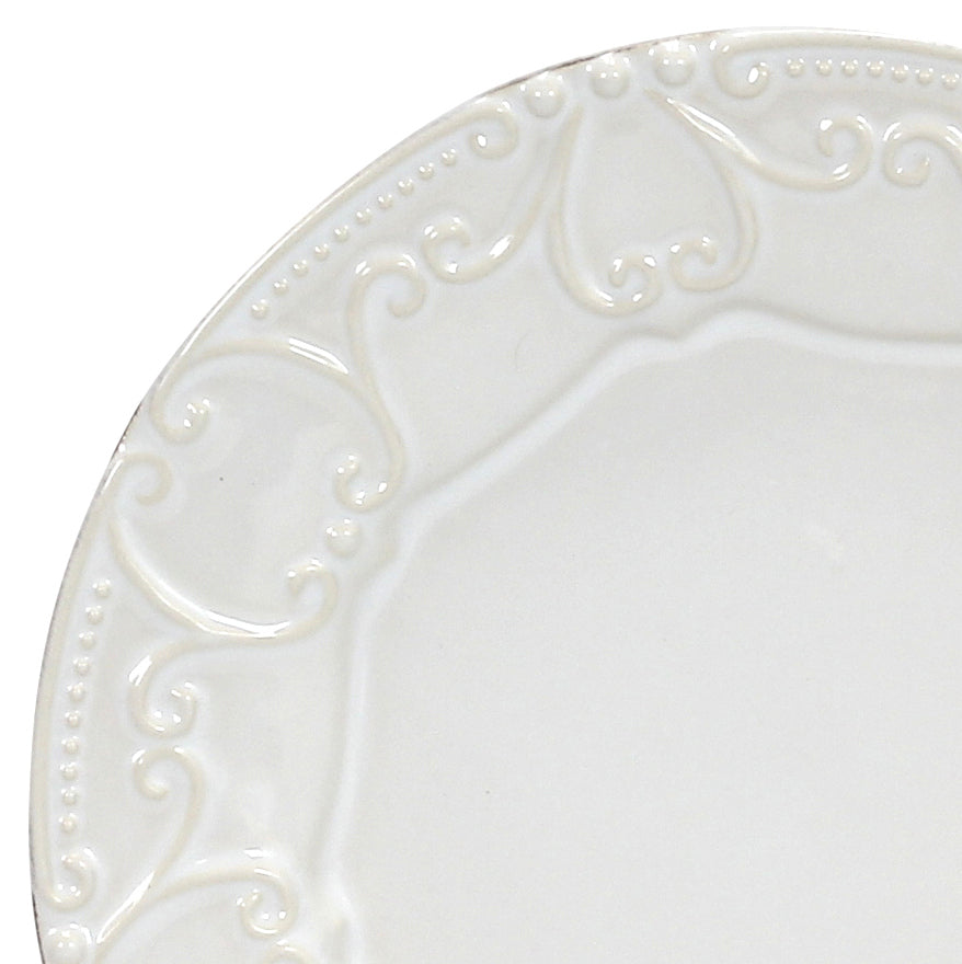 SKYROS: ISABELLA - Embossed Salad Plate Pure White - artisticaitalian.com