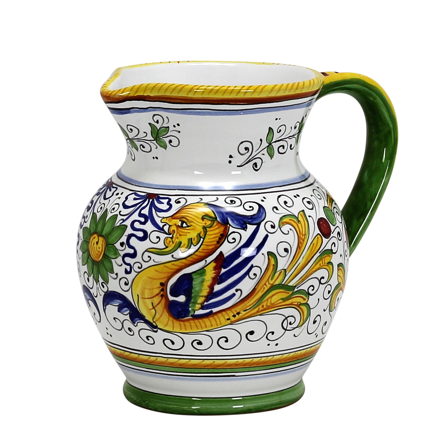 RAFFAELLESCO: Traditional Deruta Pitcher (1.25 Liters/40 Oz/5 Cups) - artisticaitalian.com