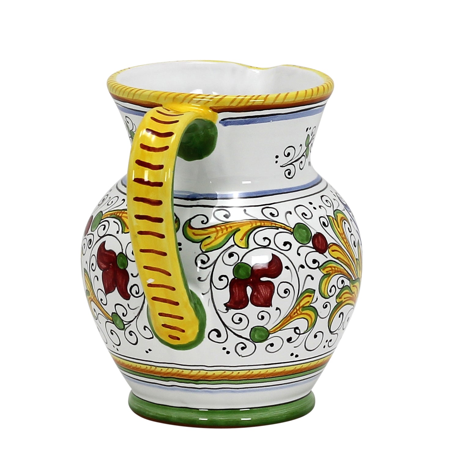 RAFFAELLESCO: Traditional Deruta Pitcher (1.25 Liters/40 Oz/5 Cups) - artisticaitalian.com