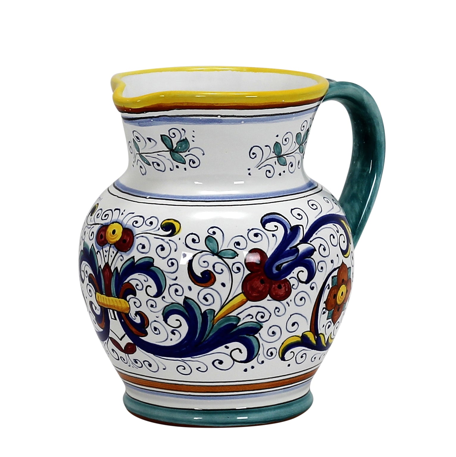 RICCO DERUTA: Traditional Deruta Pitcher (1.25 Liters/40 Oz/5 Cups) - artisticaitalian.com